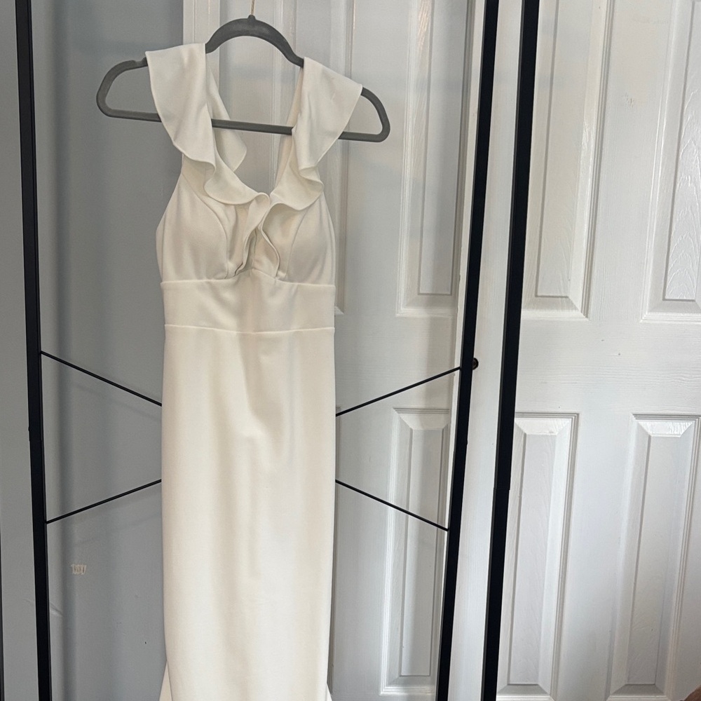 Lulu's Ivory Backless Ruffle Dress